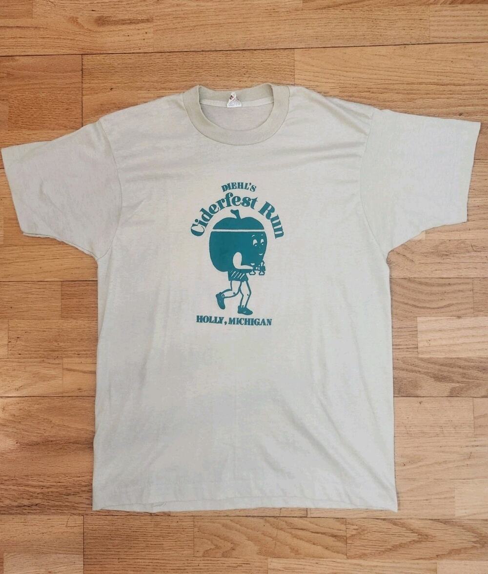 Vtg 80s Diels Ciderfest Run Tshirt Sz Large Apple Holly Michigan Single Stitch